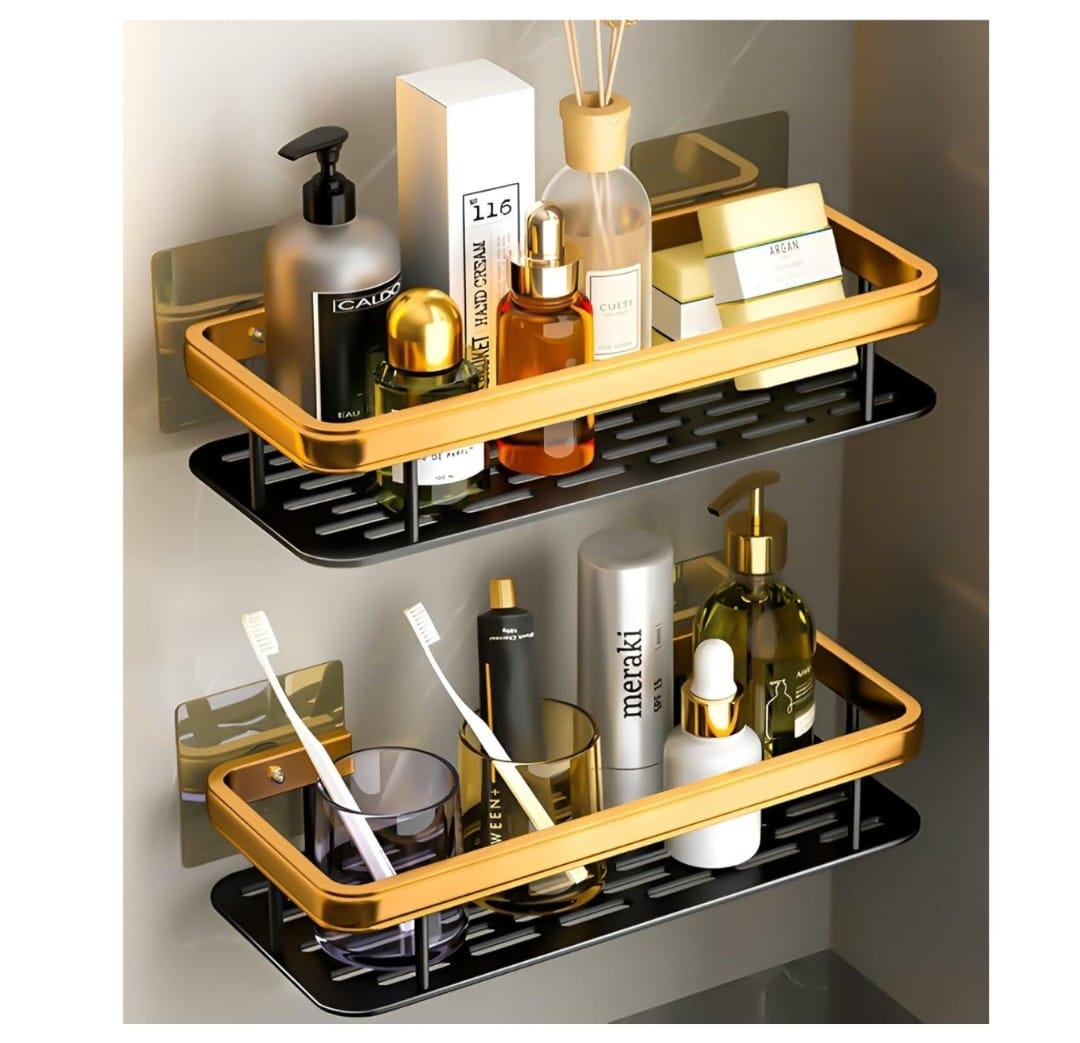 Adhesive Bathroom Shelf for Wall, Multipurpose Wall Mounted Bathroom and Kitchen Organiser