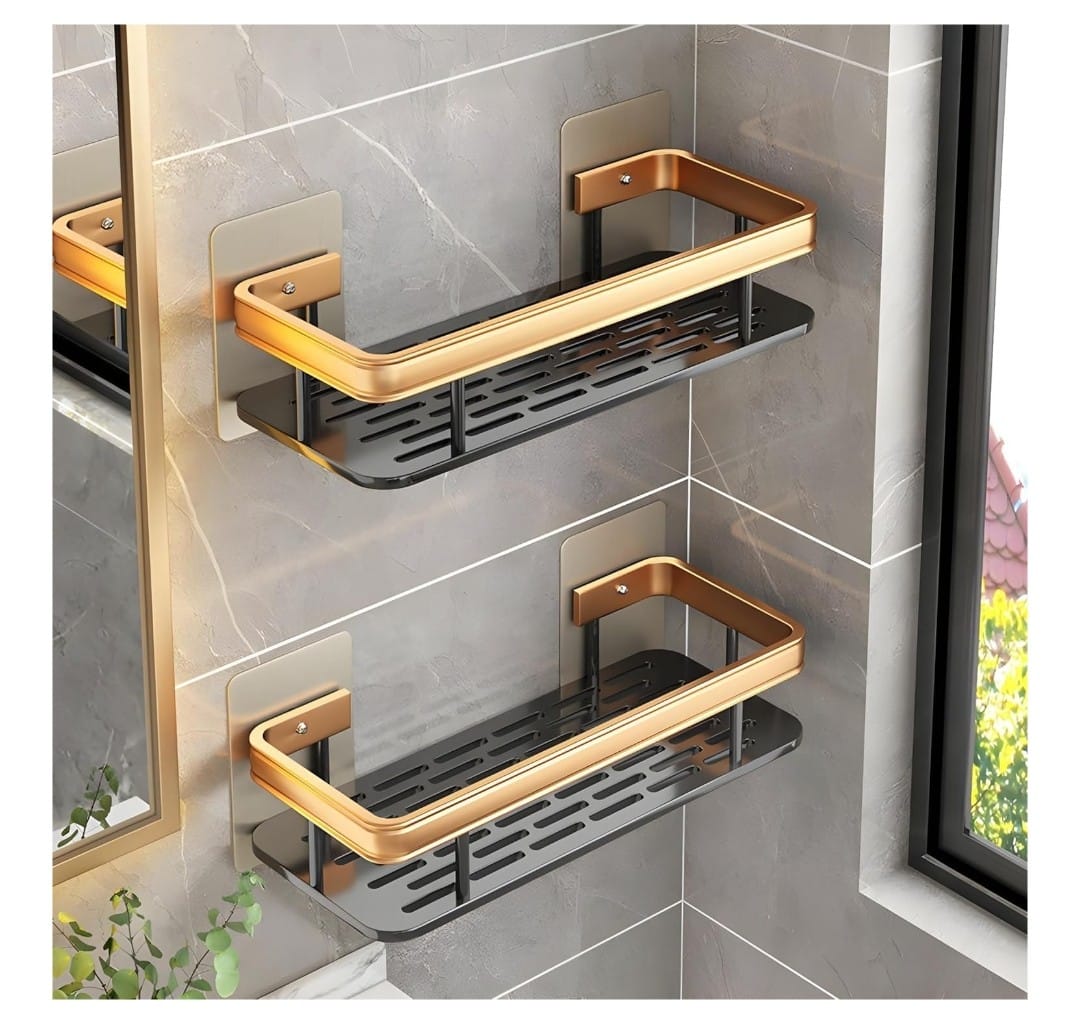 Adhesive Bathroom Shelf for Wall, Multipurpose Wall Mounted Bathroom and Kitchen Organiser