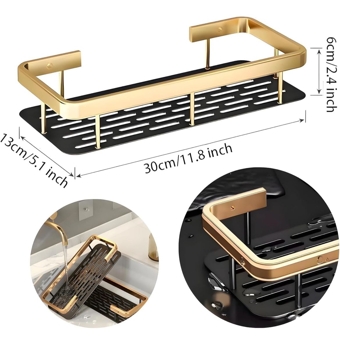 Adhesive Bathroom Shelf for Wall, Multipurpose Wall Mounted Bathroom and Kitchen Organiser